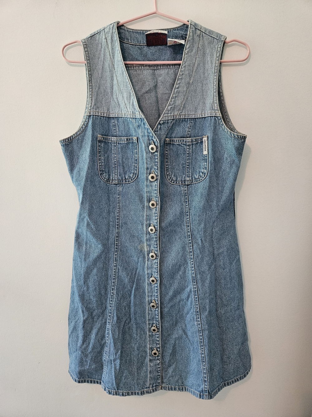 Sleeveless Blue Denim Button-Front Dress